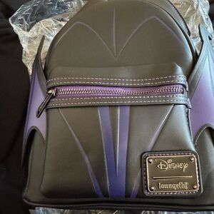 Loungefly Black and Purple Faux Leather Mini Backpack